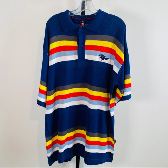 1980's Vintage Knit Striped Baggy Fit Polo Shirt NWOT by Willie Esco Size L - Picture 2 of 9